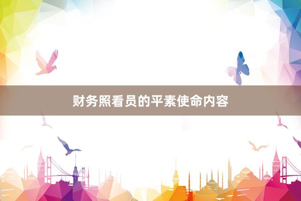 财务照看员的平素使命内容
